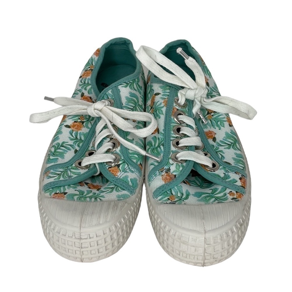 Miss L Fire Novesta Shoes Green White Palm Tree Leaves Retro Sneakers Size 6